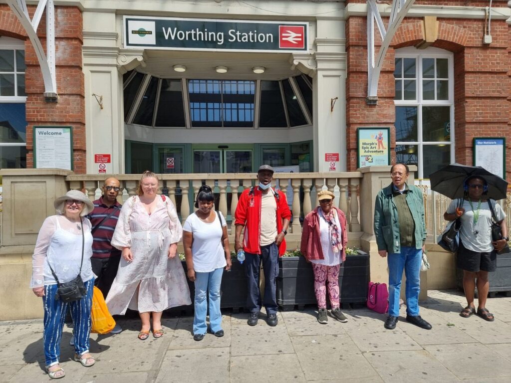 Clients from Canerows outside Worthing Station
